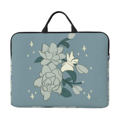 14in White Bauhinia Print Laptop Case Sleeve Bag - Travel-Friendly Accessory for Business, and Everyday Use