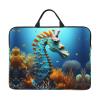 14in Blue Seahorse Print Laptop Case Sleeve Bag - Travel-Friendly Accessory for Business, and Everyday Use view 1