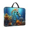 14in Blue Seahorse Print Laptop Case Sleeve Bag - Travel-Friendly Accessory for Business, and Everyday Use view 4