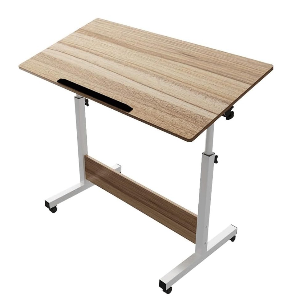 UWYTGF Overbed Table Adjustable Side Table Tilt Top Mobile Standing Desk Laptop Desk On Wheels Rolling Overbed Bedside,B,80x40cm