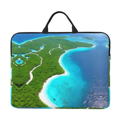 14in an Island in The Ocean Print Laptop Case Sleeve Bag - Travel-Friendly Accessory for Business, and Everyday Use