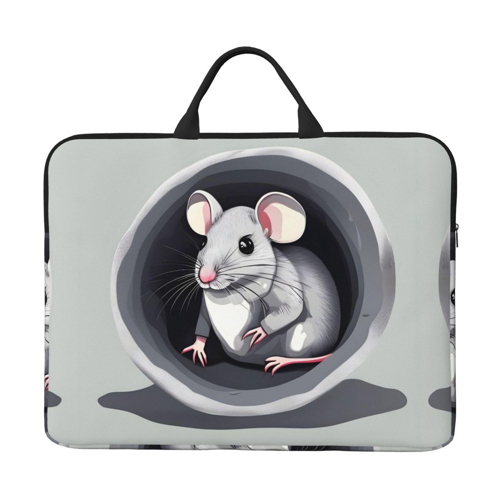 14in Mouse in The Hole Print Laptop Case Sleeve Bag - Travel-Friendly Accessory for Business, and Everyday Use