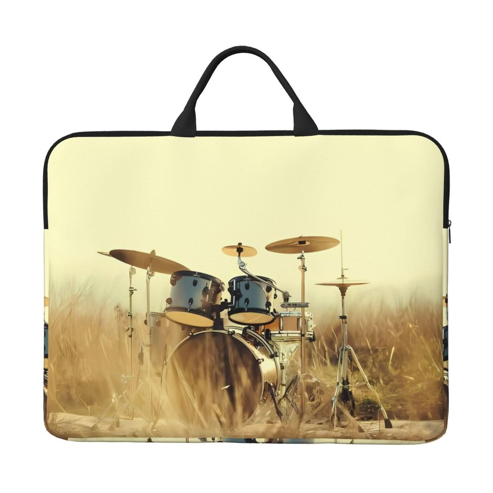 14in Music Drum in Field Print Laptop Case Sleeve Bag - Travel-Friendly Accessory for Business, and Everyday Use