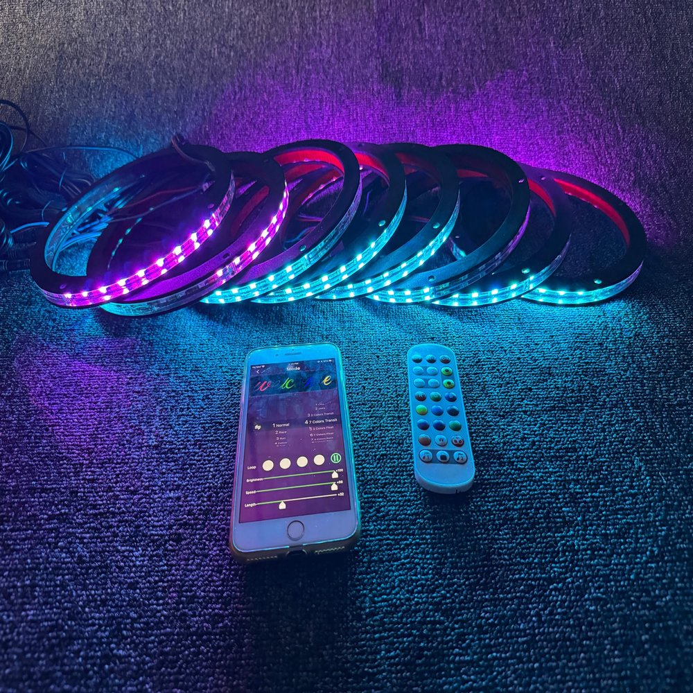 FIJVKNXY 8PCS 8 Inch RGB LED Speaker Rings Dream Chasing Lights for Vehicle