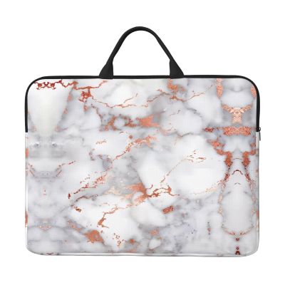 14in Rose Gold Marble Print Laptop Case Sleeve Bag - Travel-Friendly Accessory for Business, and Everyday Use