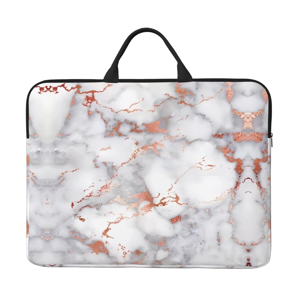 14in Rose Gold Marble Print Laptop Case Sleeve Bag - Travel-Friendly Accessory for Business, and Everyday Use
