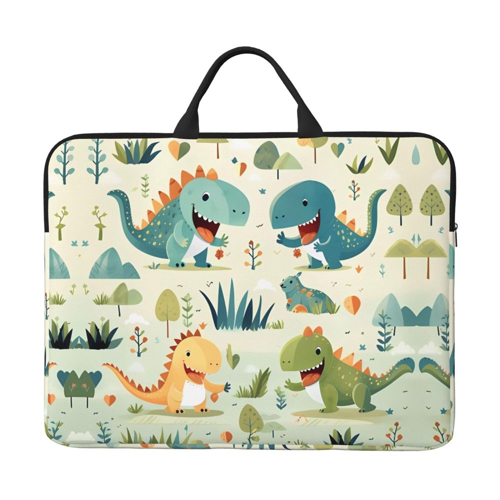 14in Cute Little Baby Dinosaur Print Laptop Case Sleeve Bag  Shock-Resistant Padded Interior, Perfect for Business and Daily Commute
