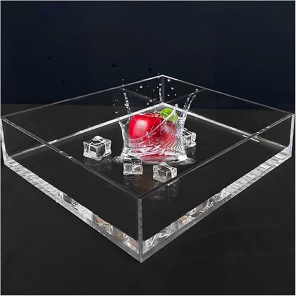 11.8*11.8*2.4IN High Transparent Photo Water Tank Decorative Prop, Shallow Photography Underwater Storage Tray For Advertising, Sturdy Acrylic Fish Tank Sink For Storage, Creative Portraits Photo(100x