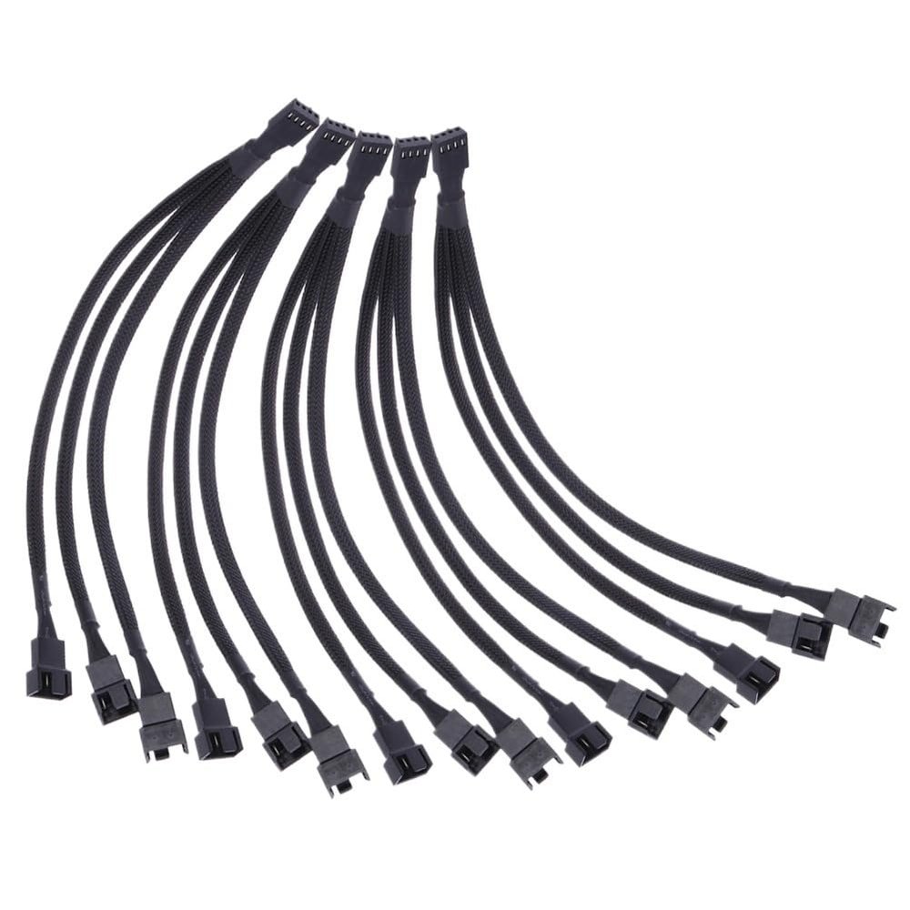 BOXUWFO HONGP 4-pin PWM Fan Cable 1 to 3 Way Splitter Black Sleeve Extension Cable 1pc 2pcs 5pcs 10pcs(5pcs)