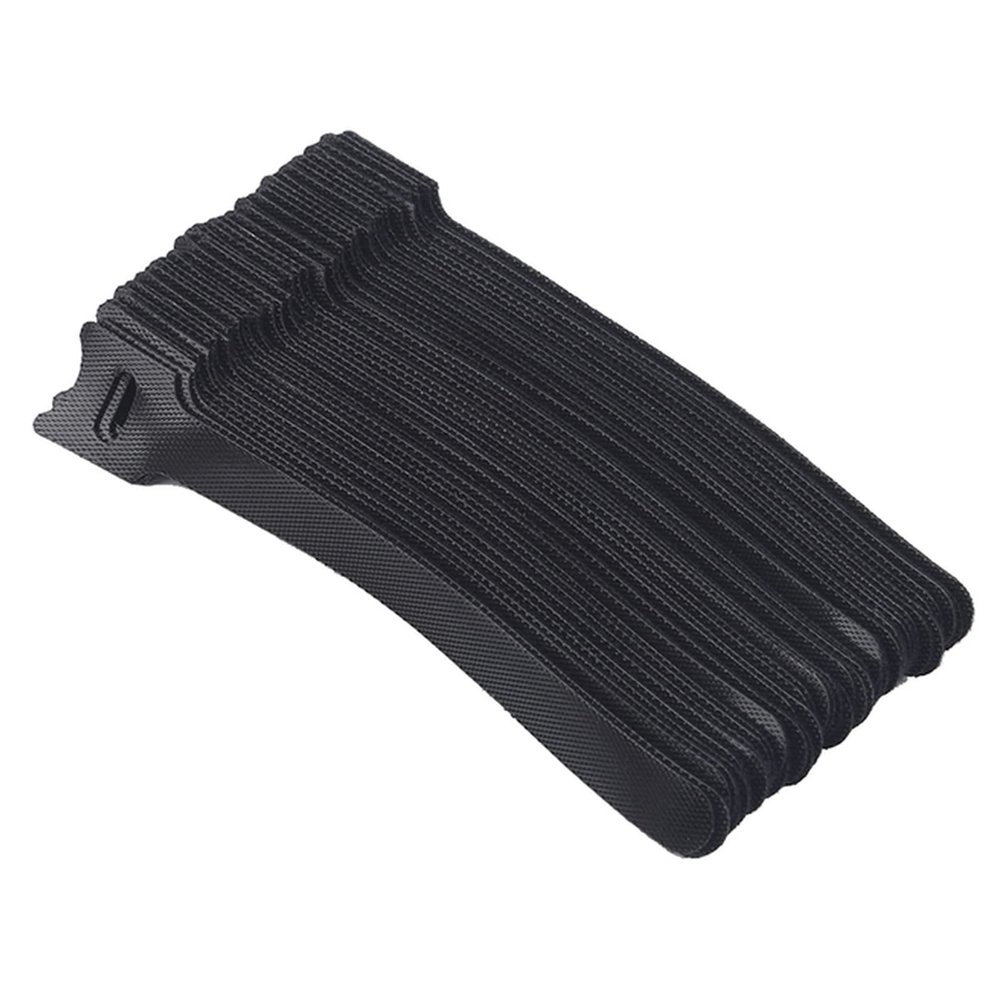 DEWADE 50pcs Colored Reusable Ties Hook and Loop Fastener Double-Sided Tape Nylon Cable Ties Strap Wire(Black)
