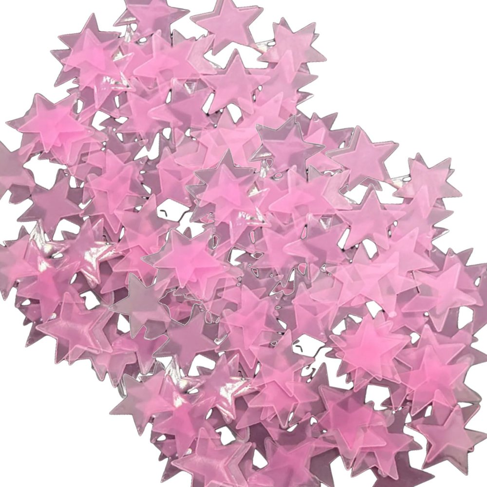 100Pieces Glowing 3D Star Decal Glow in Dark Bright Wall Sticker for Kids Room Baby Bedroom Ceiling Decoration
