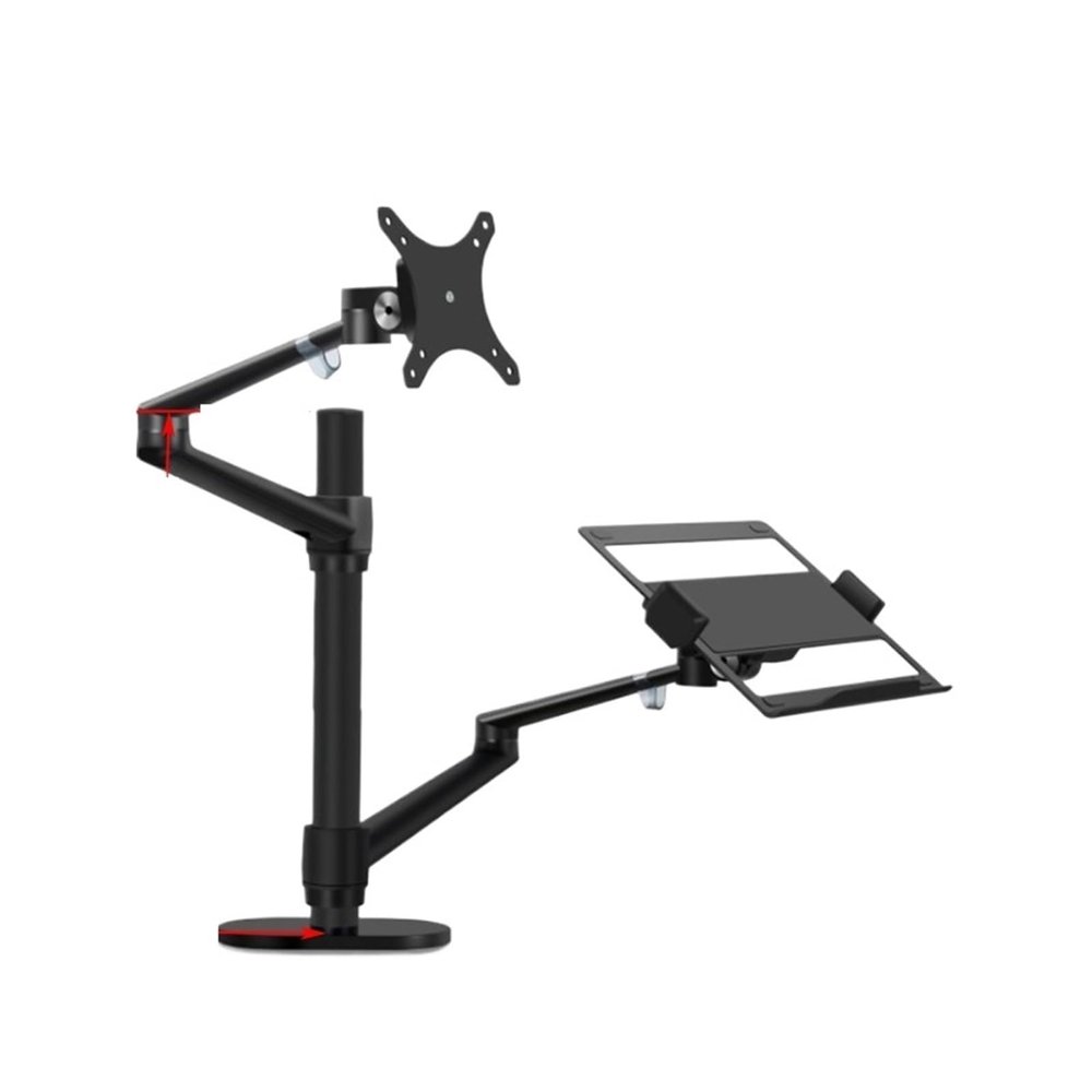 ADPVRLUQ OL-3L Aluminum Height Adjustable Desk Dual Arm 17-32 Inch Monitor Stand + 12-17 Inch Laptop Stand Full Motion Mounting Arm(OLL-3L-B)