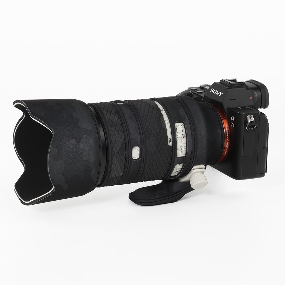 CHASING BIRDS Lens Camouflage Waterproof Coat for Sony FE 70-200mm F4 Macro G OSS II Rainproof Lens Protective Cover Version IV (Shadow Black, with 2.0X TC (SEL20TC))