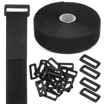 LIFKOME 1 Roll Hook and Loop Straps Adhesive Strips Elastic Cinch Straps for Storage Strong Hold Fastening Ties Cable Organizer Buckles