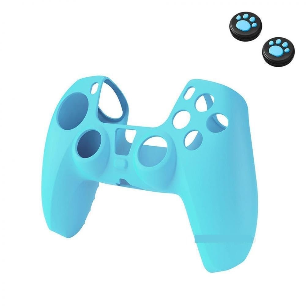 ZLxGMK Skin Cover Compatible with PS5 Controller Anti-Slip Rubber Case Compatible with PS5(Light Blue)