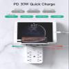 Wall Outlet Extender with Surge Protector, PD 30W USB-C Charger, 6 AC Outlets, Shelf, 2 USB & USB C Charging Ports - Home & Dorm Plug Expander view 4
