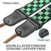 Padwa Lifestyle Green Black Plaid Camera Strap - 2" Wide Double Layer Cowhide Head,Cotton Camera Straps for Photographers,Grid Pattern Adjustable Camera Shoulder Neck Strap for All DSLR Cameras view 2