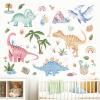 Fufuquare Cartoon Dinosaurs Peel and Stick Wall Stickers Animals and Plants Wall Decals for Nursery Bedroom Living Room Bathroom view 1
