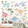 Fufuquare Cartoon Dinosaurs Peel and Stick Wall Stickers Animals and Plants Wall Decals for Nursery Bedroom Living Room Bathroom view 2