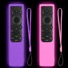 2 Pack Remote Cover for Samsung Smart TV, Silicone Protective Case for Samsung Solar Cell Remote 2021 2022 BN59-01357 BN59-01385 BN59-01265A Anti-Slip Remote Case Glow in DarkGlow Purple + Glow Pink view 1