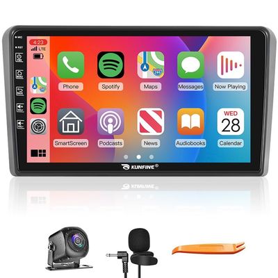 Kunfine Car CarPlay Android Auto Navigation Stereo GPS Radio Reverse Camera Display 9" IPS Touchscreen Headunit Tablet Pad Media Player for Audi A3 2004-2013, if Applicable Quad Core 2G+64G