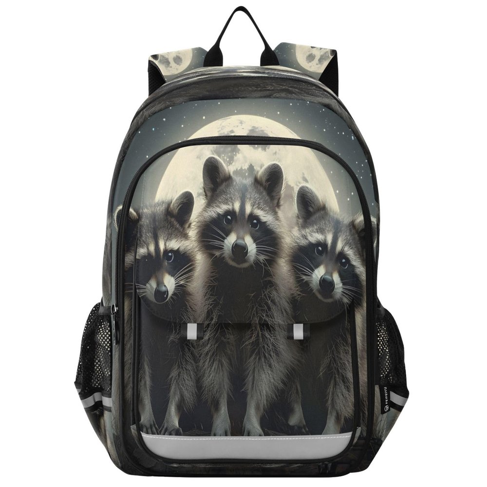 ALAZA School backpacks for girls boys Three Raccoons on The Night Backpack Students Bookbag for school bag Womens Casual Daypack College Bookbag