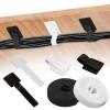 40pcs Hook and Loop Cable Ties with 2 Roll Extension Straps, Reusable Cable Straps Sticky Back Cord Organizer Self Adhesive Wire Management for Home and Office Desk (White,Black) view 1