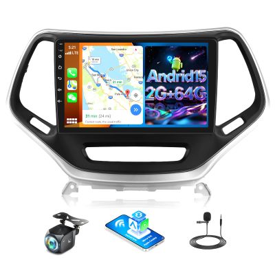 2G+64G Car Radio for Jeep Cherokee 2013-2018 with Wireless Carplay Android Auto,10.1 Inch Touchscreen Car Stereo Radio Support Mirror Link WiFi GPS Navigation Bluetooth FM RDS EQ SWC Backup Camrea