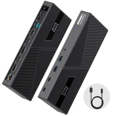 Minthouz DisplayLink Docking Station, 2 PD Triple Display 4K@60Hz for 3 Monitors, Thunderbolt 4/3 100W Charging & 160W Power, 3HDMI, 6 USB with Gigabit LAN, USB C for M1 M2 M3 M4 Mac/Windows/Chrome