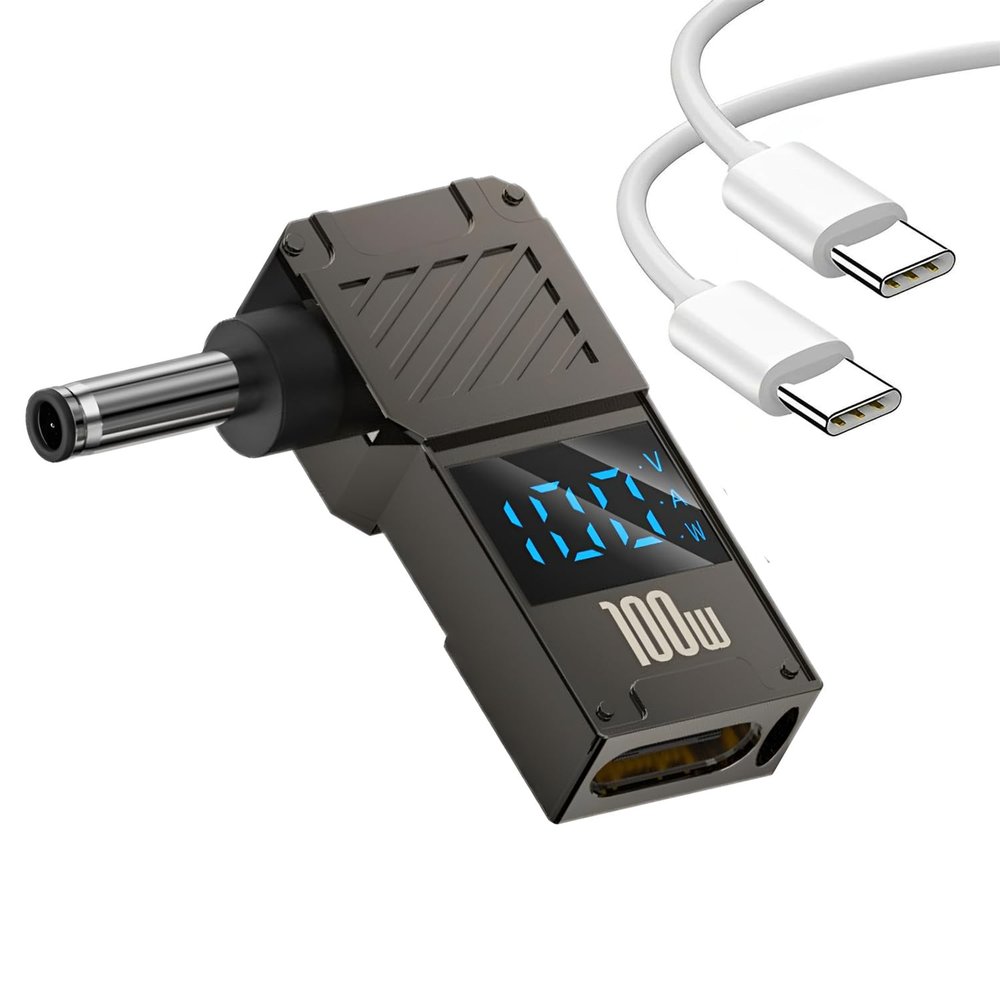 100W PD Power Charger Connector Tip (4.5 X 3.0mm Dell Small Head) with 100W/5A USB C Cable (1.5M)