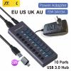 F7X3K0Z 10 7 4 Port USB Hub 3.0 Aluminum A 3 0 Multi-hub Splitter Concentrator Multiple Extension Dock with Switch Adapter for PC Laptop(4 Ports HUB EU) view 3