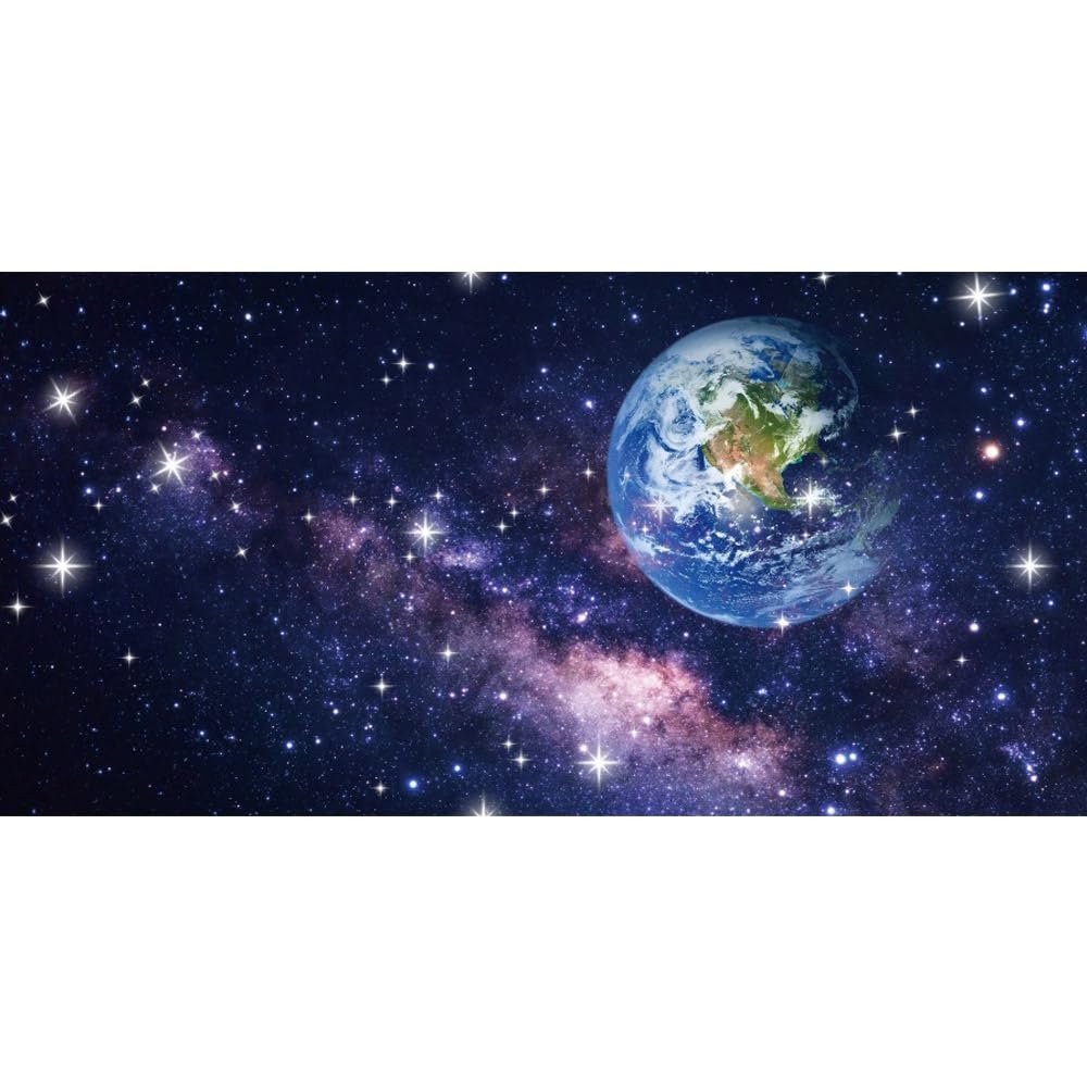 Universe Backdrop 12x6ft Fabric Outer Space Party Decoration Galaxy Banner,Space Theme Birthday Baby Shower Photos,Science Earth Background 