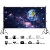 Universe Backdrop 12x6ft Fabric Outer Space Party Decoration Galaxy Banner,Space Theme Birthday Baby Shower Photos,Science Earth Background  view 2