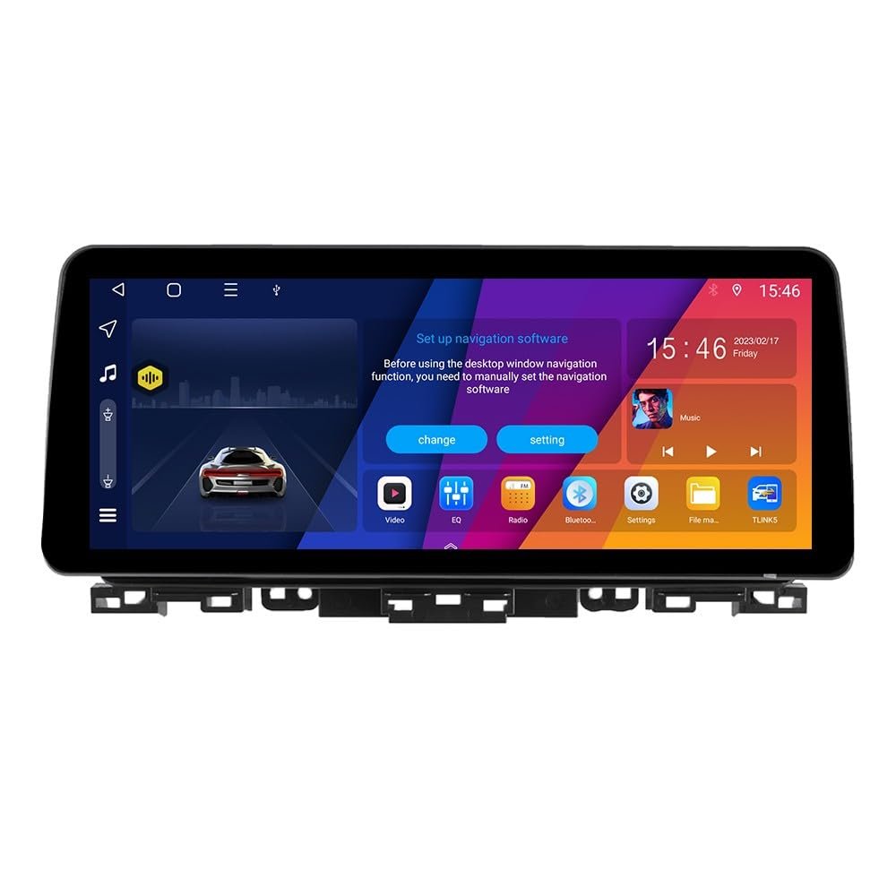 Kunfine Octa Core 8G+256G Car CarPlay Android Auto 12.3" QLED Display Navigation Stereo Touchscreen Headunit GPS Radio Pad Tablet Camera Media Player for KIA K3 2019-2022(high)