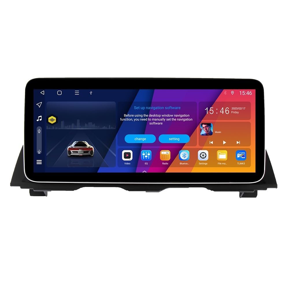 Kunfine Octa Core 4G+64G Car CarPlay Android Auto 12.3" QLED Display Navigation Stereo Touchscreen Headunit GPS Radio Pad Tablet Reverse Camera Media Player for BMW 5MNBT 2011-2017