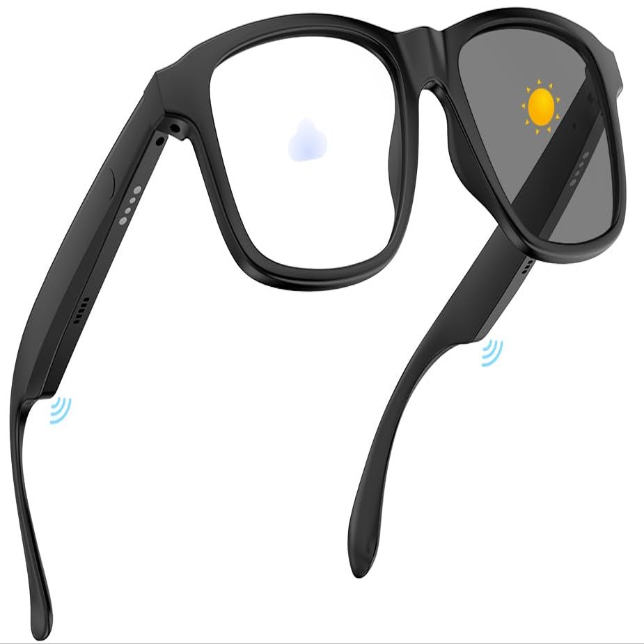 Bluetooth Glasses for Women, Anti-Blue Light Photochromic Sunglasses Smart Audio Glasses for Women Men ,Open Ear Sound Mic & Speakers, Magnetic Charging, Color-Changing Lenses, Voice Assistant