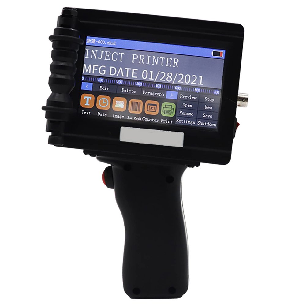 MHJKHG Portable Handheld Inkjet Printer with 4.3 Inch Touch Screen, Used for Commercial Printing, Barcode, Date, Picture, etc.