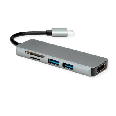 ROLINE Docking Station USB Type C, 4K HDMI, 2x USB3.2 Gen1 (Type A), SD/MicroSD
