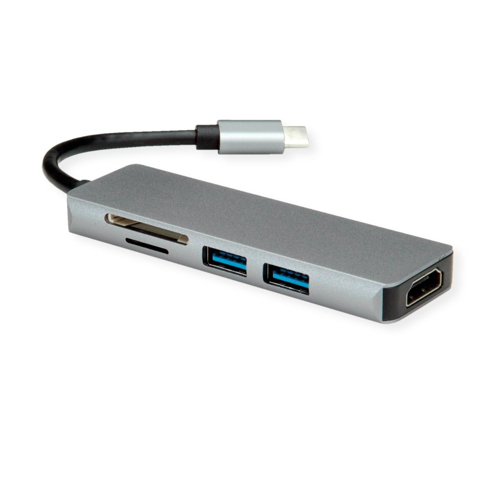 ROLINE Docking Station USB Type C, 4K HDMI, 2x USB3.2 Gen1 (Type A), SD/MicroSD