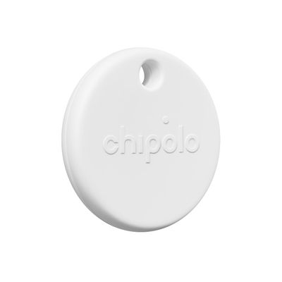 Chipolo POP Tracker Tag - Colorful, Compatible, Loud Bluetooth Tracker with Call Your Phone & Out of Range Alert, Works with Apple Find My or Google's Find My Device (White)