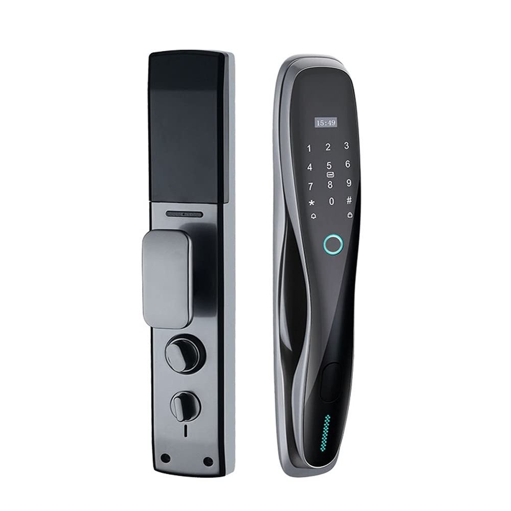 PNAWLLCF Smart Door Lock New Biometric Fingerprint Password Key IC Card APP Control Unlock Security Electronic Locks(White-Fruit peach5,30X240MM)