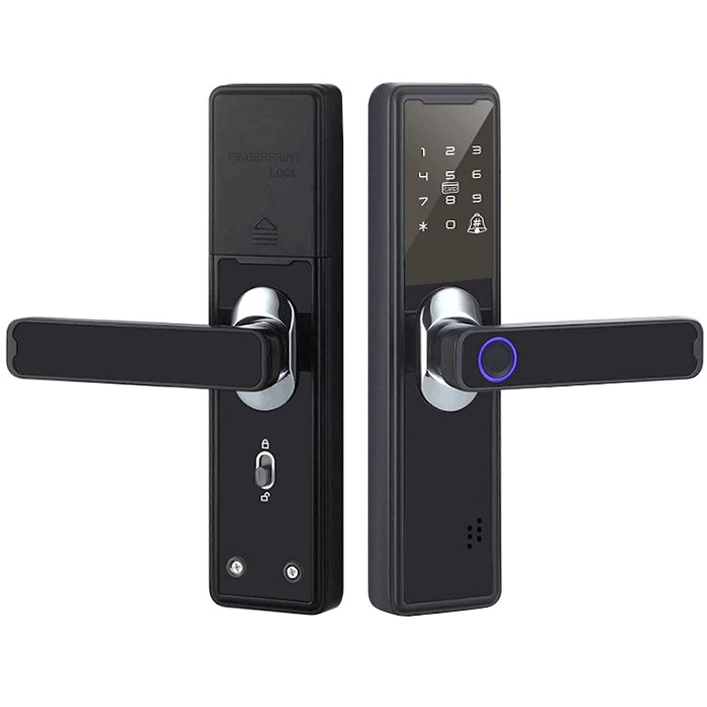 PNAWLLCF Smart Remote Control -Compatible Fingerprint Lock Electric Password Code Number IC Card Door Lock with Key(22x170)