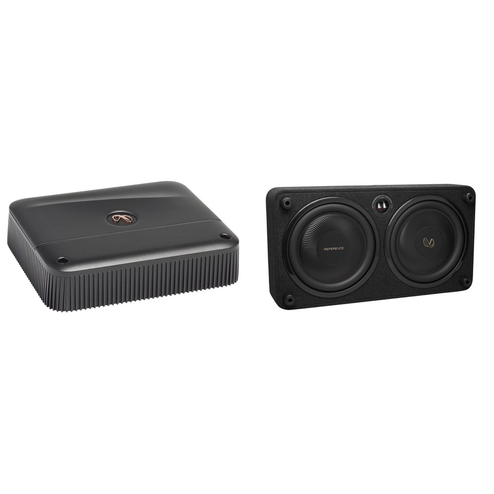 Infinity REFERENCE1200SSL Single 12 Thin Enclosure with Passive Radiator with Infinity Reference-6001A Mono, 600w X 1 Amplifier with Bass Knob