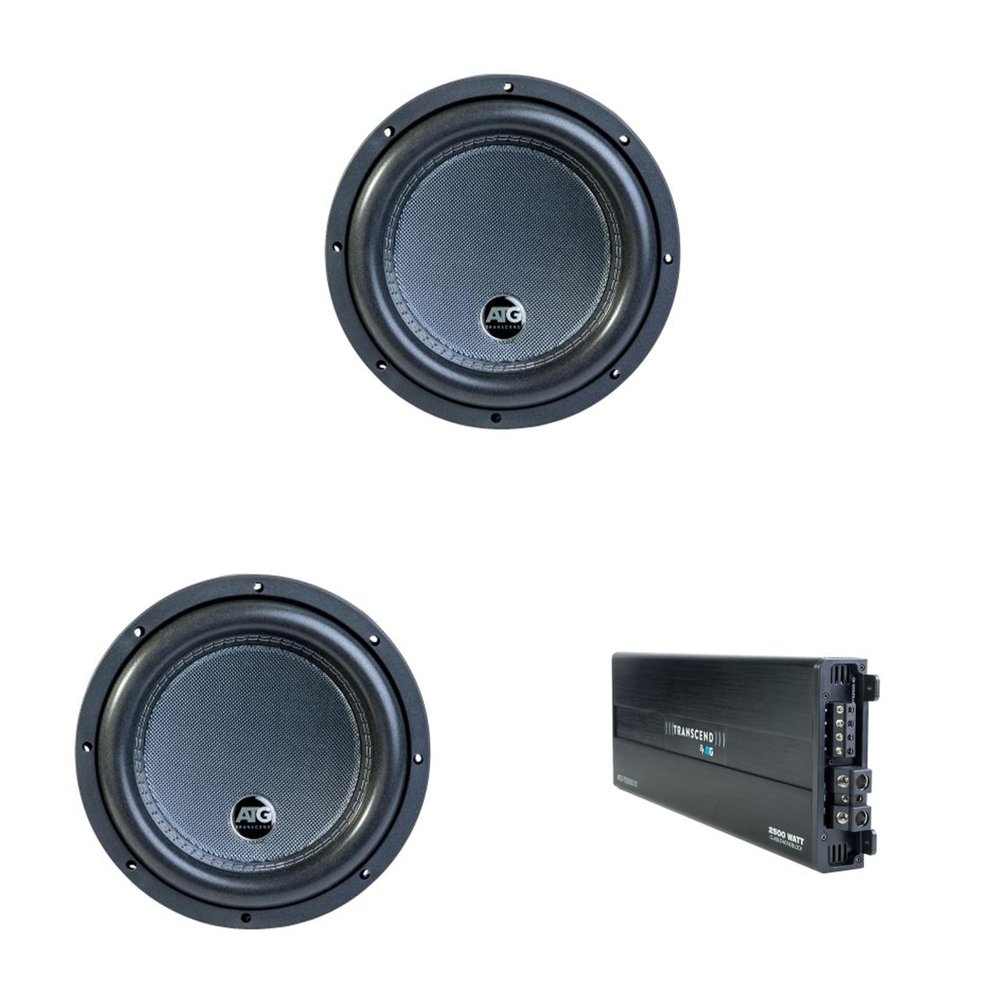 Audio To Go ATG Transcend Series 2500 Watt Class D Mono Amplifier with (2) 12" 4 Ohm DVC Subwoofers