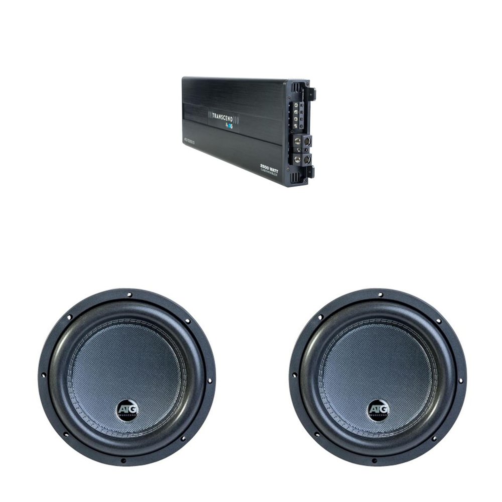 ATG Transcend Series 2500 Watt Class D Mono Amplifier with (2) 10" 4 Ohm DVC Subwoofers