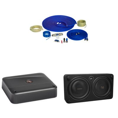 Infinity REFERENCE1200SSL Single 12 Thin Enclosure with Passive Radiator with Infinity Reference-6001A Mono, 600w X 1 Amplifier with Bass Knob and 4GA Pure Copper Amp Wiring Kit