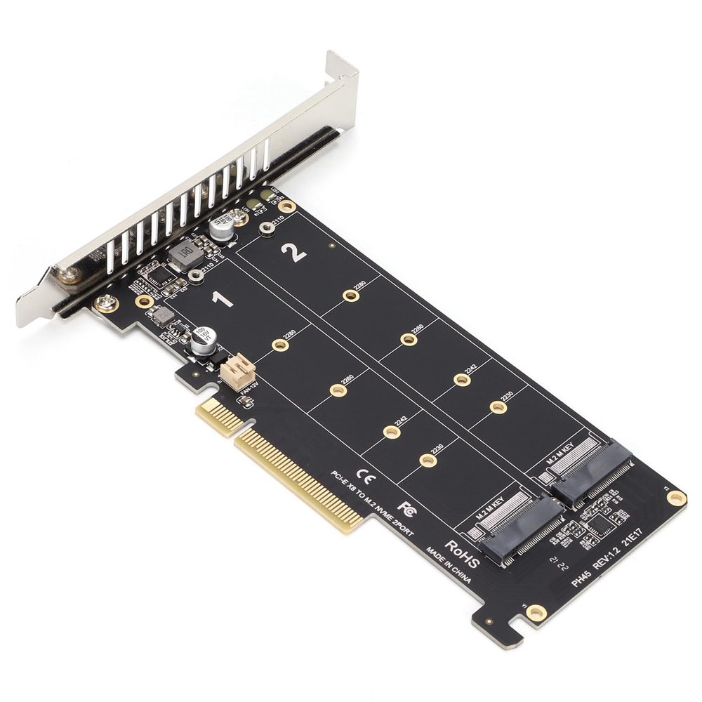 Adapter Card M.2 NVMe SSD to PCIE X8 M Key Hard Drive Converter Reader Expansion CardPH45 Supports PCIE 3.0 PC Adapter CardM.2 AdapterDual M.2 PCIE AdapterHard Drive