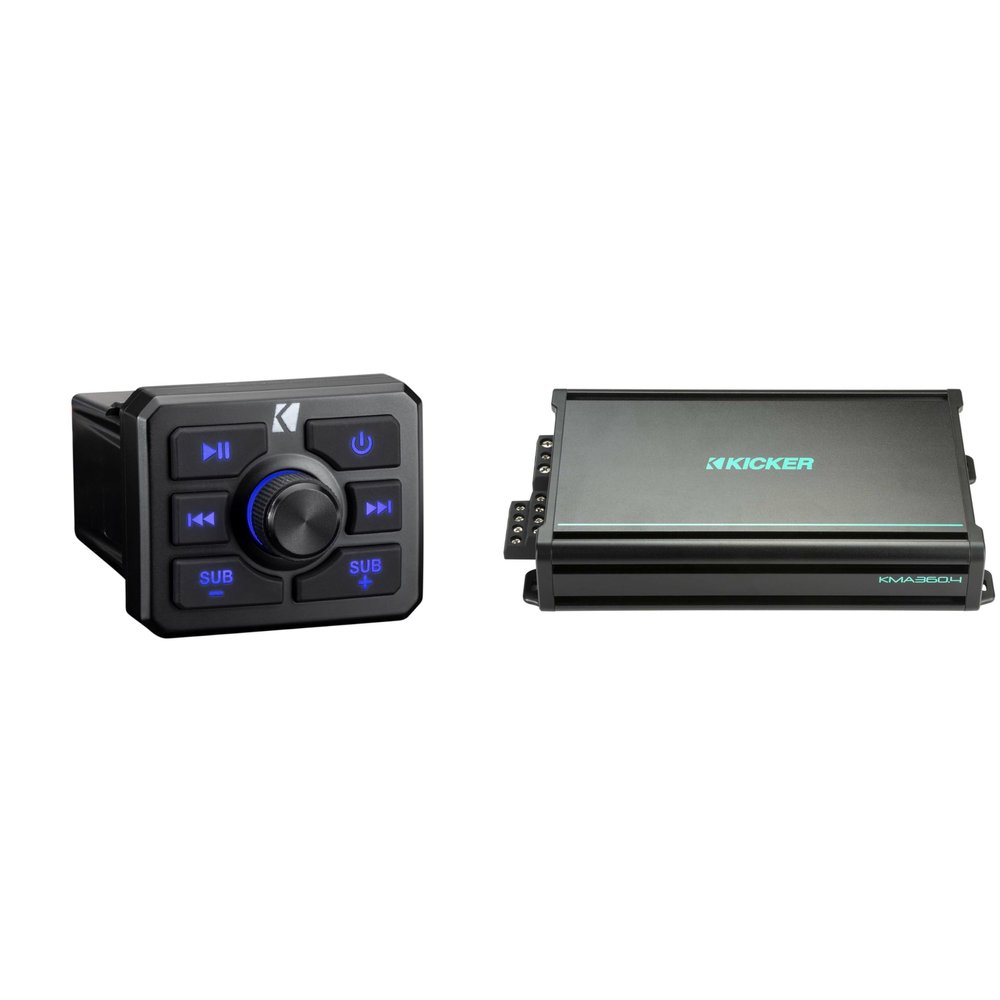Kicker 51KBTR Powersport Bluetooth Receiver w/ 48KMA3604 Amplifier