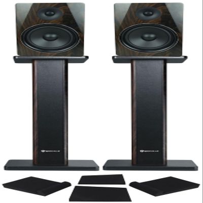Rockville Bundle: Pair APM8D 8" 500W Active/Powered Studio Monitor Speakers Bundle with Pair 28" Bookshelf Speaker Stands & Pair of RRS263M Foam Studio Monitor Isolation Pads (3 Items)