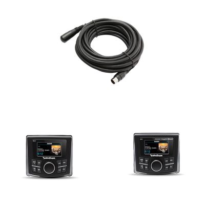 Rockford Fosgate PMX-3 2.7 Wet Bonded IPX6 Color Marine Media Receiver with PMX-1R 2.7 Wet Bonded Ipx6 Color Wired Remote and PMX25C 25 Ft Extension Cable